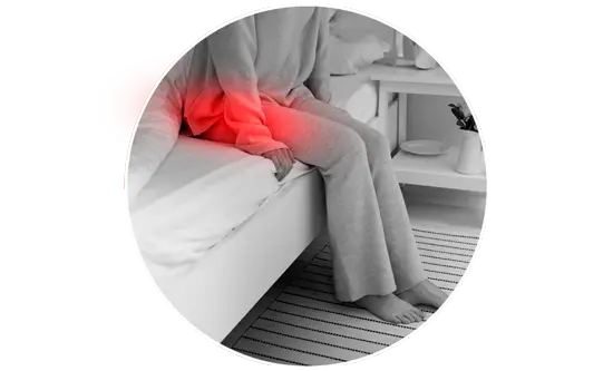 Movements in the hip joint are sharply limited or impossible